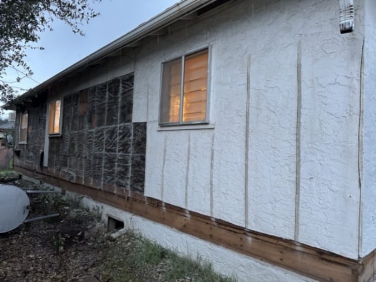 Exterior rebuild in progress at Lowden Lane remodel