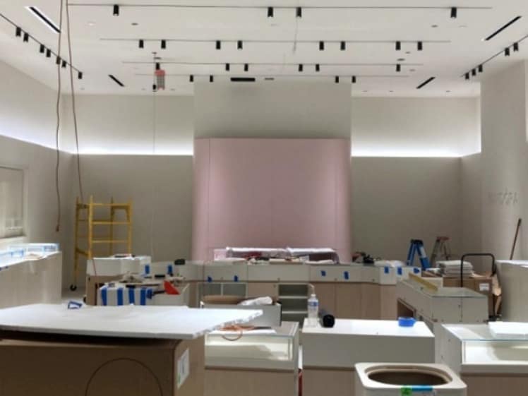 Retail fixture buildout in progress