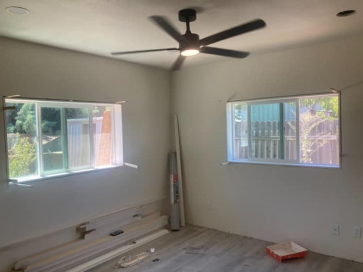 Windows and interior finish work in ADU